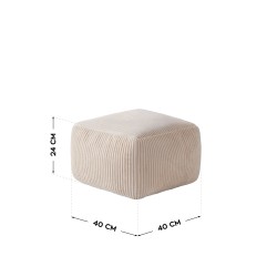 Corduroy pouffe armchair with footrest Comfy 3.0 Beige