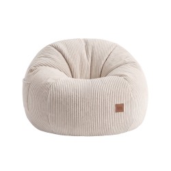 Fotel pufa sztruksowa z podnóżkiem Comfy 3.0 Beige