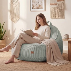 Pufa sztruksowa z oparciem Comfy 4.0 Sage