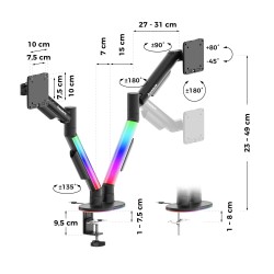 Uchwyt na dwa monitory Motion 2.6 RGB