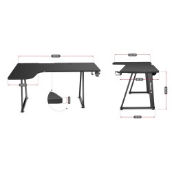 Biurko narożne gamingowe Huzaro Hero 7.7 Black 160 cm
