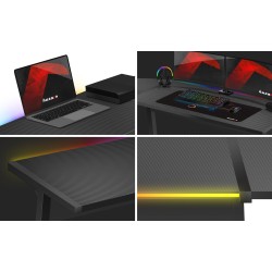 Biurko narożne gamingowe HUZARO Hero 6.0 RGB Smart Black 147 cm