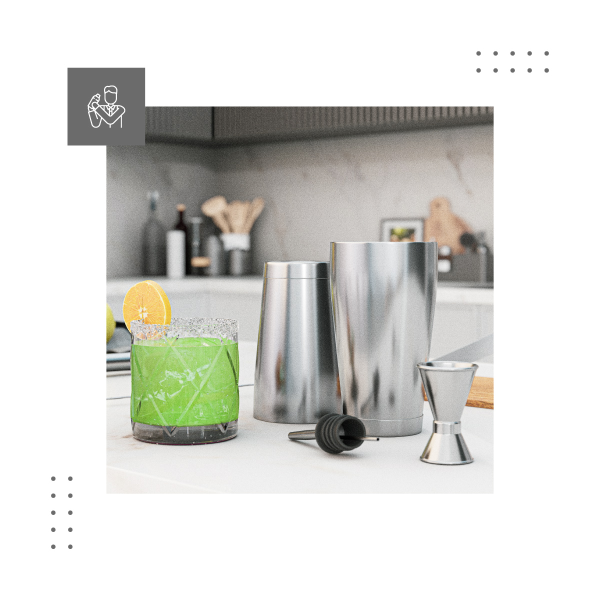 Zestaw barmański na białym tle