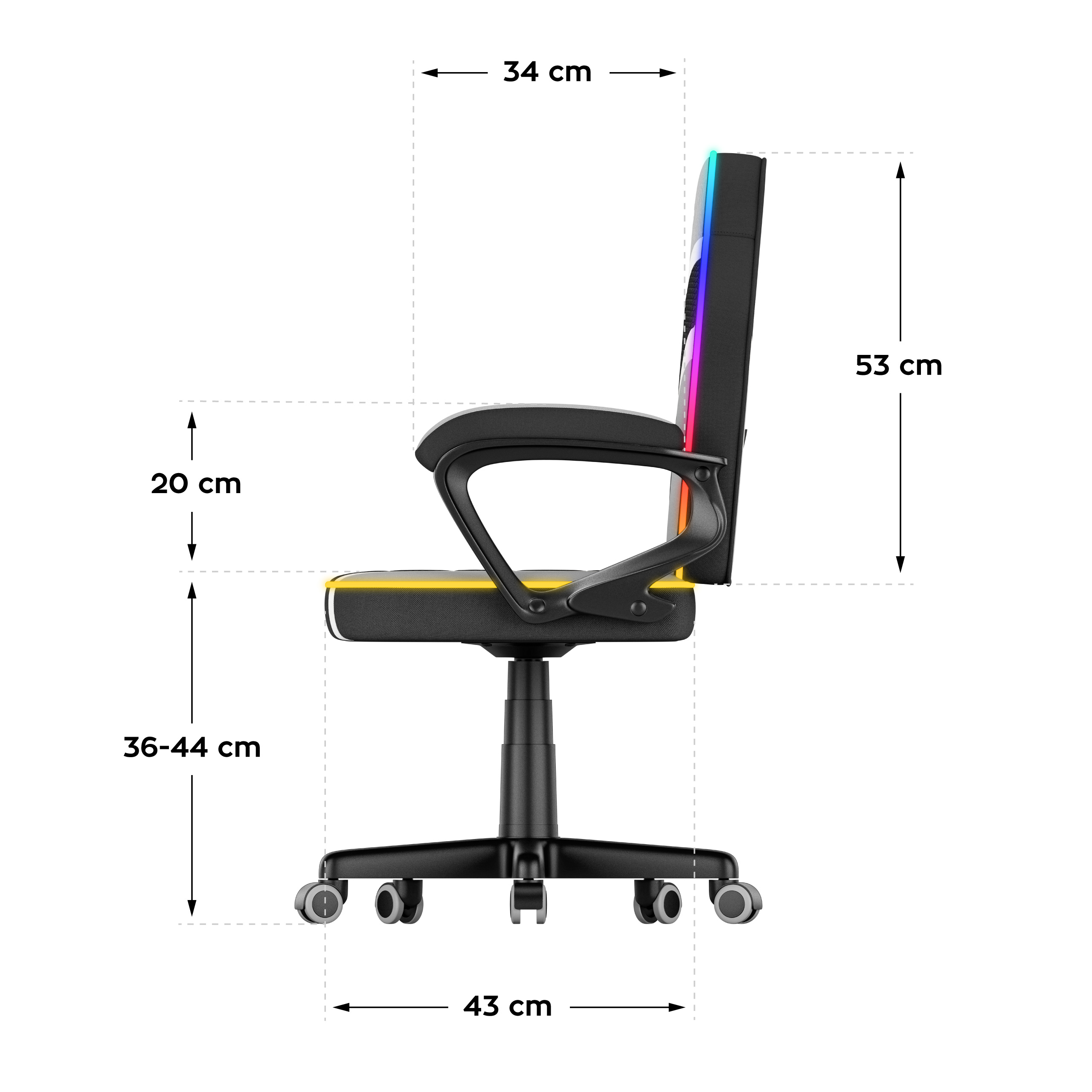 Wymiary fotela Ranger 1.0 - 2