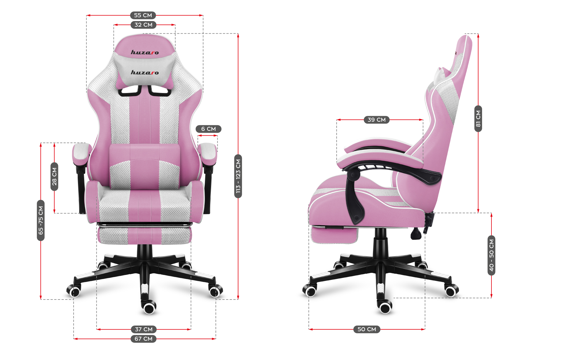 Wymiary Huzaro Force 4.7 Pink