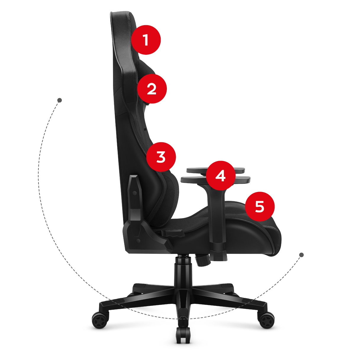 Prawy bok fotela Huzaro Force 7.6 Black