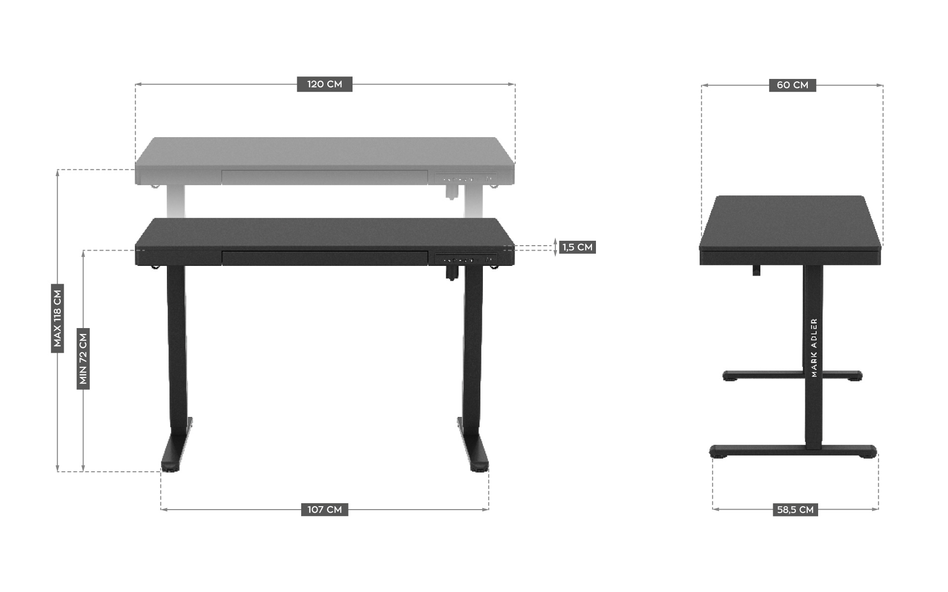 Wymiary biurka Hero 8.2