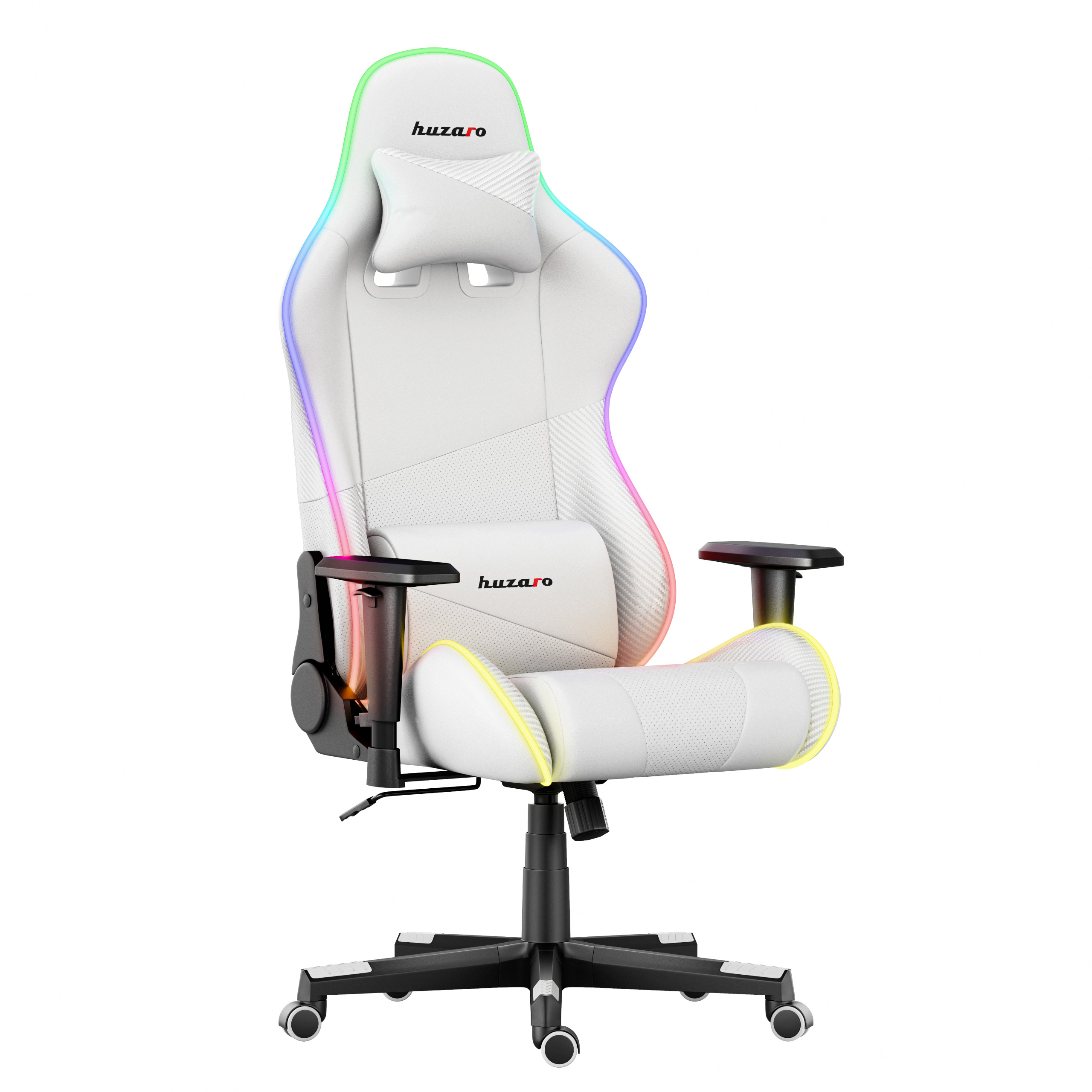 Fotel Huzaro Force 6.2 White RGB - widok ukośny