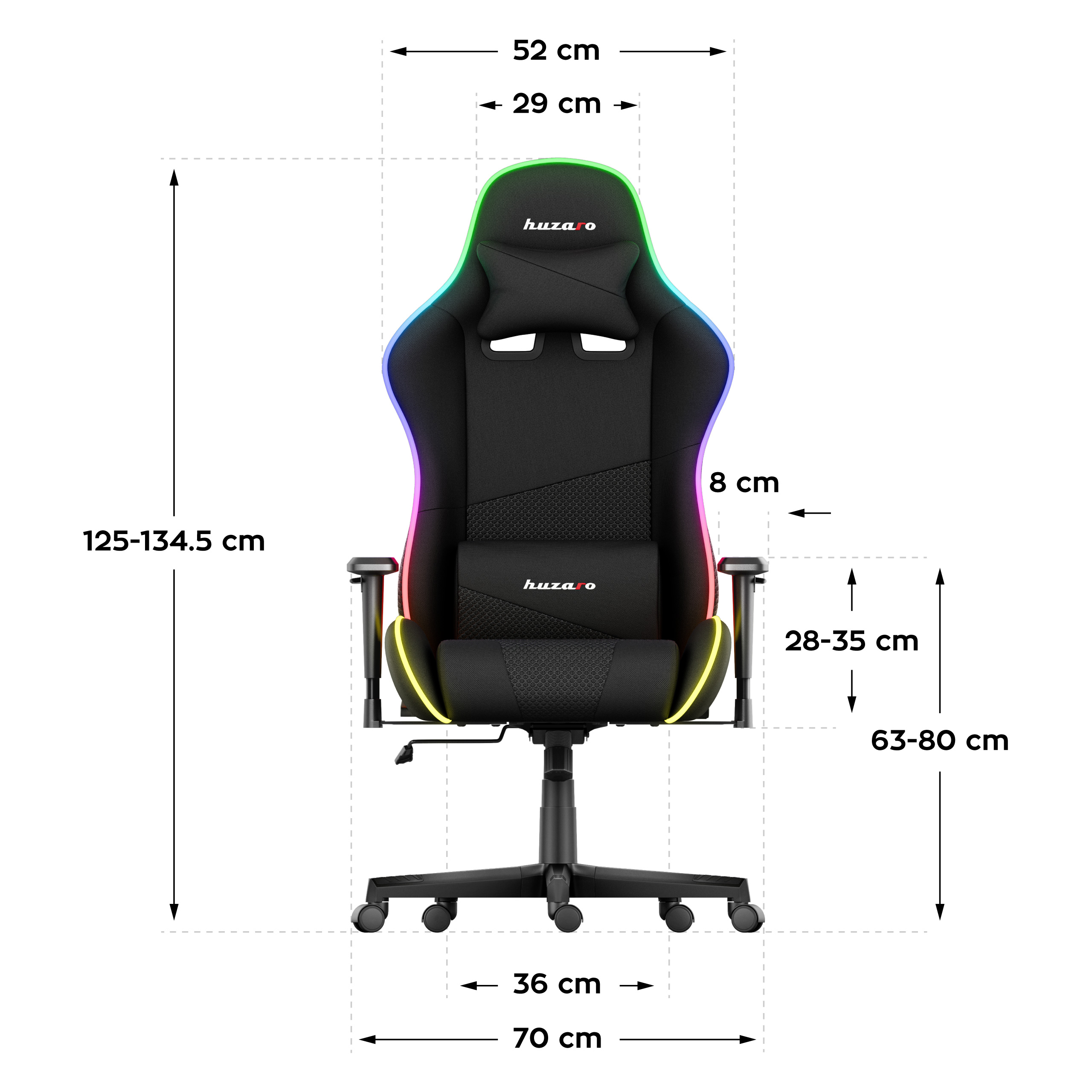 Wymiary fotela - front i bok