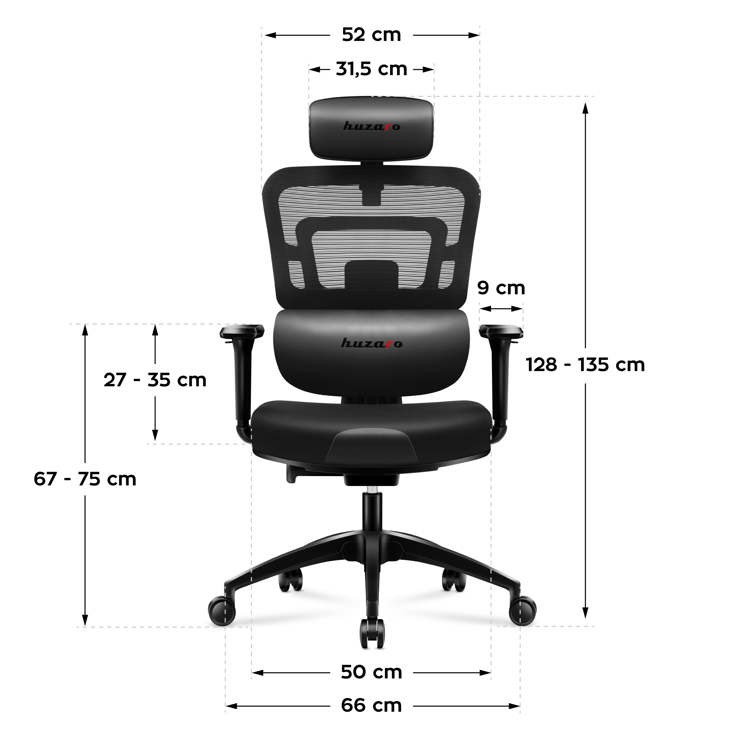 Wymiary fotela gamingowego Huzaro Combat 7.0 Black