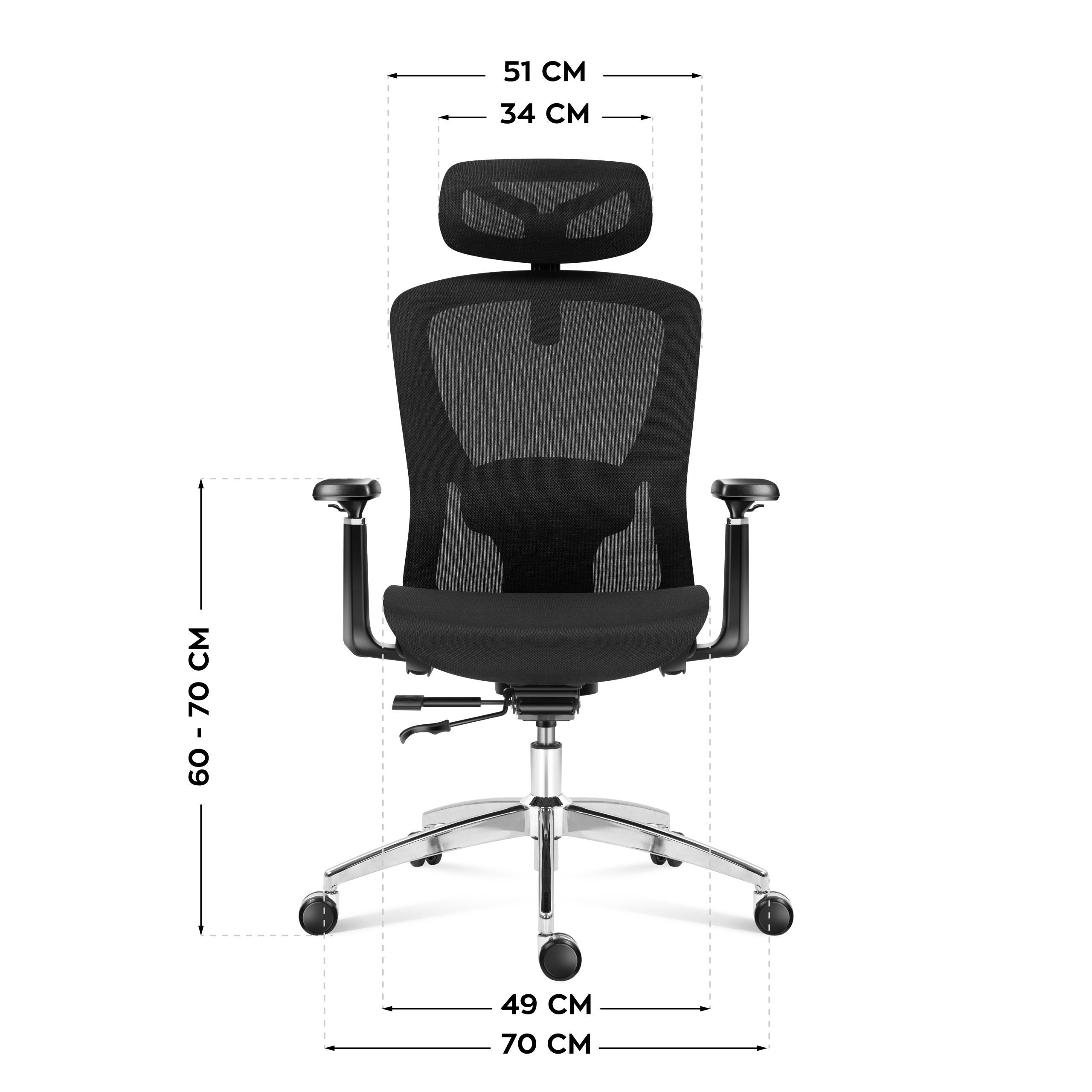 Wymiary fotela - rysunek 1