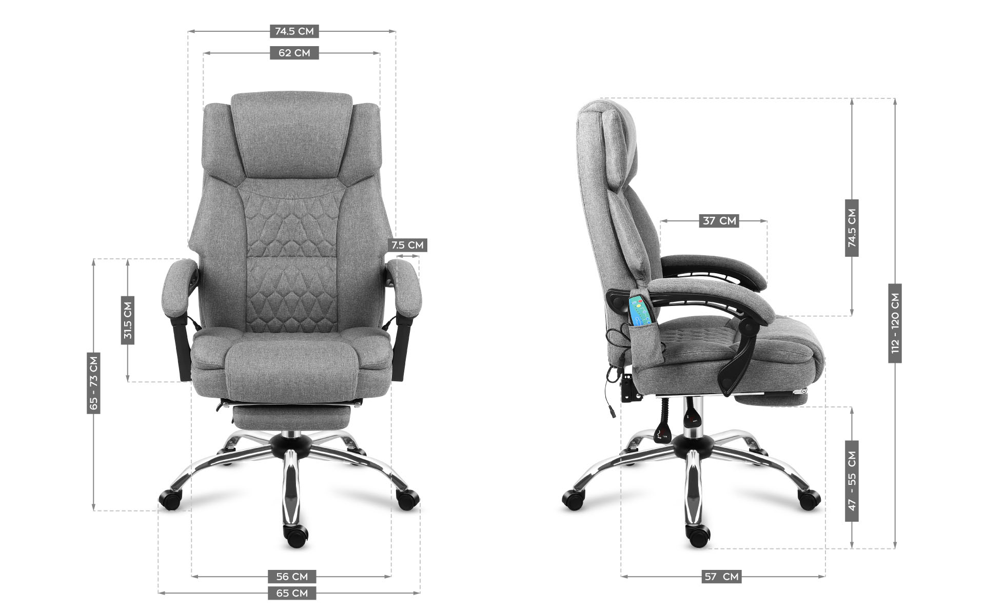 Wymiary fotela Mark Adler Boss 6.0