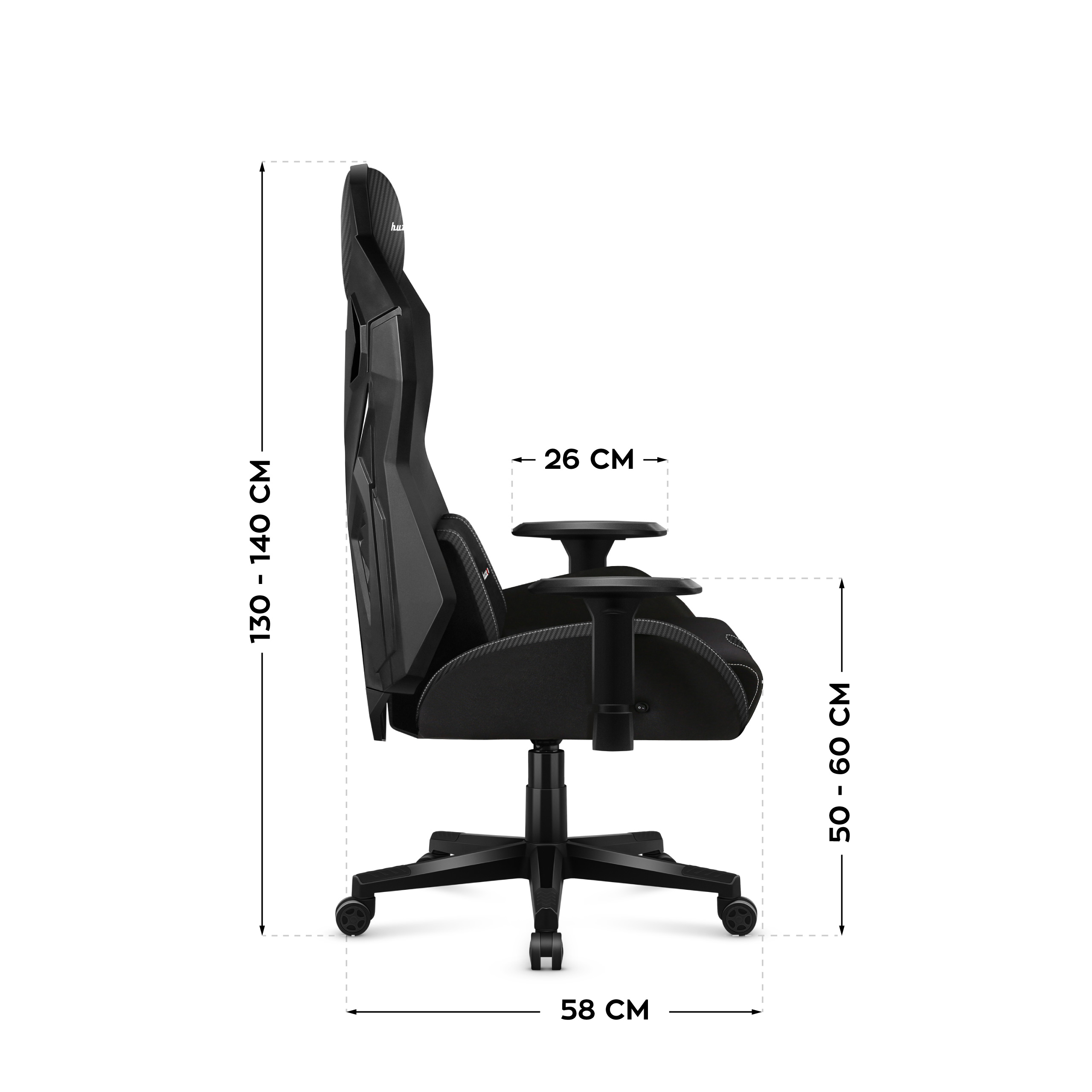 Wymiary fotela Combat 7.6 – bok