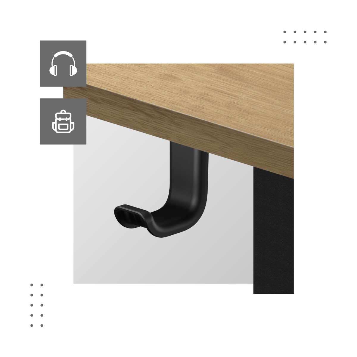 Uchwyty na torbę i słuchawki