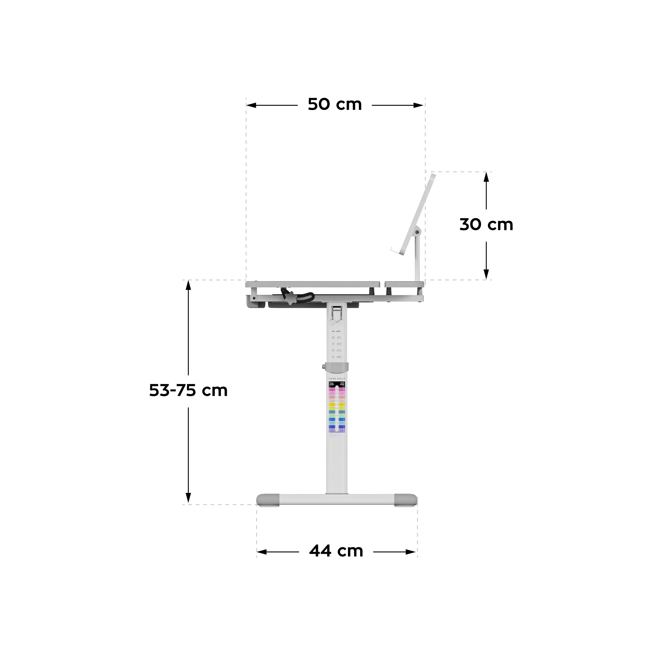 Wymiary biurka Study 3.0 side