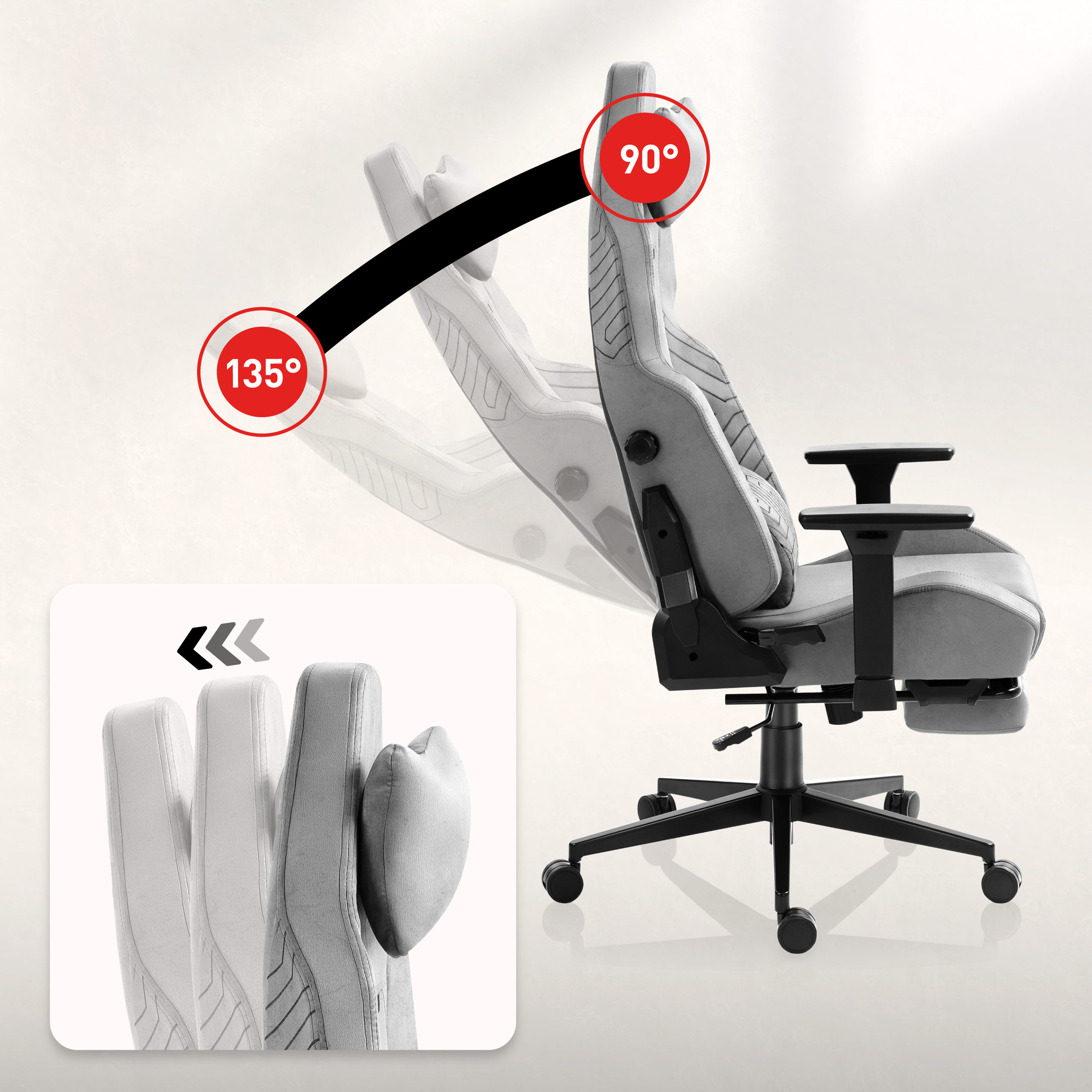 Regulowane oparcie do 135 stopni