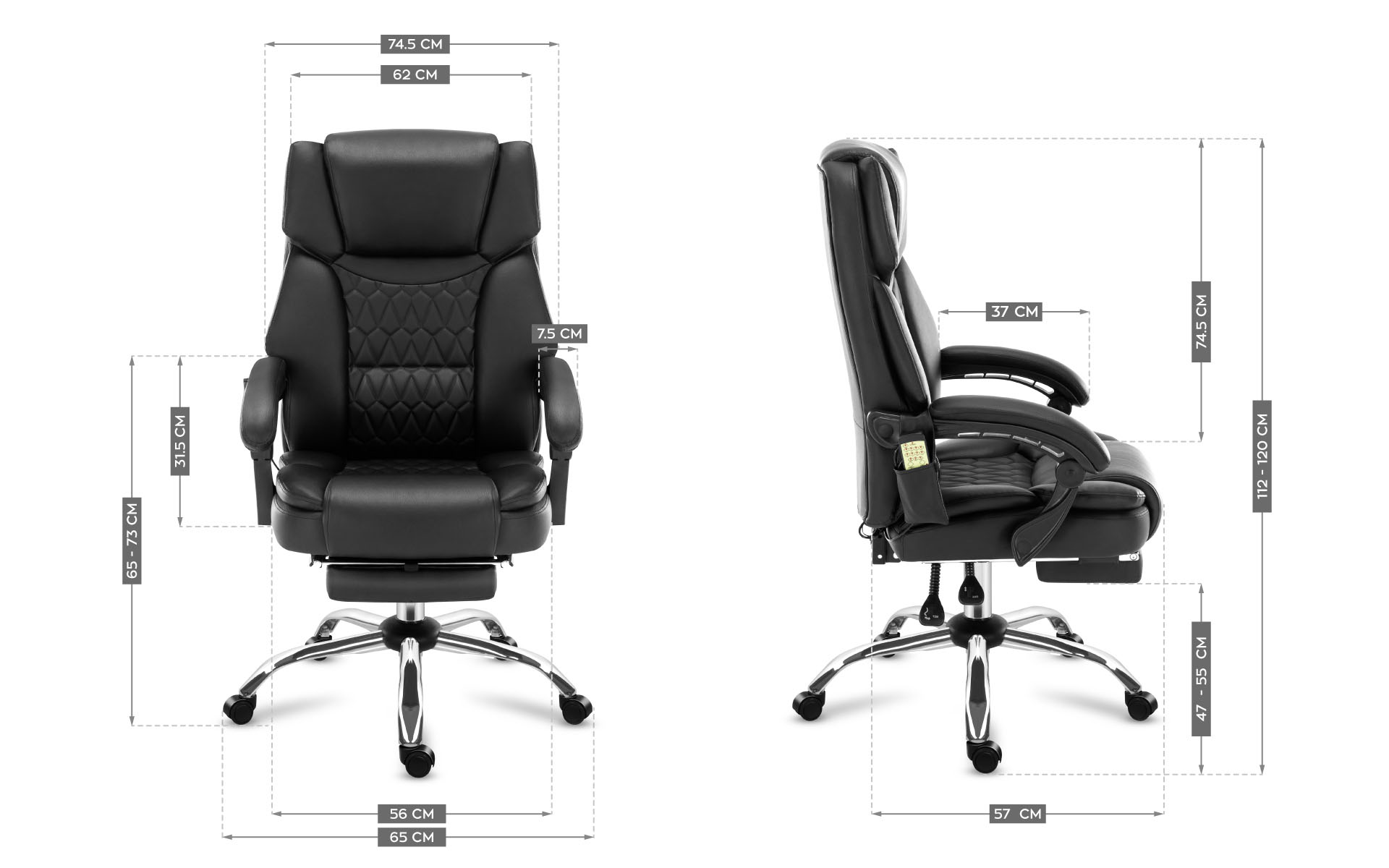 Wymiary fotela Mark Adler Boss 6.0