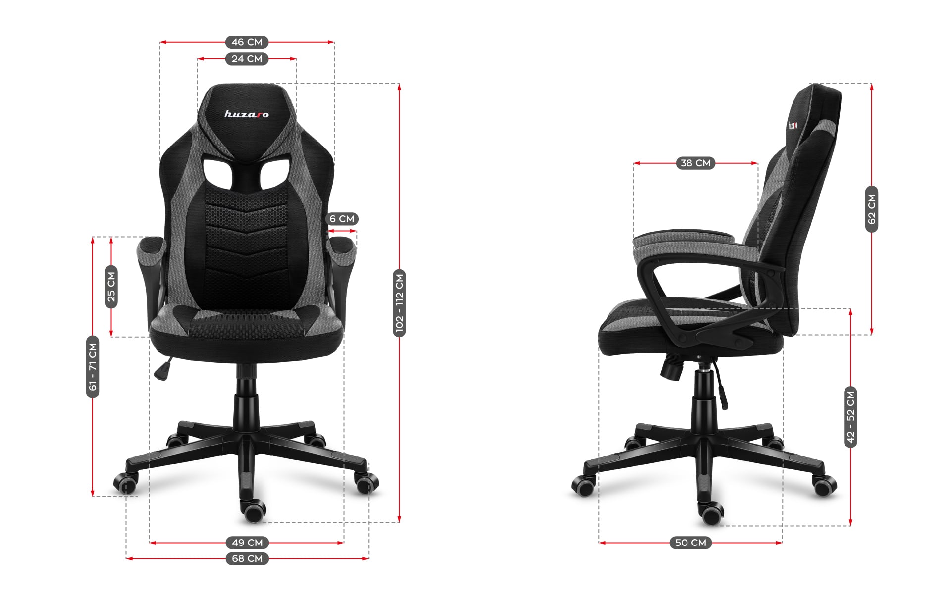 Wymiary fotela Huzaro Force 2.5