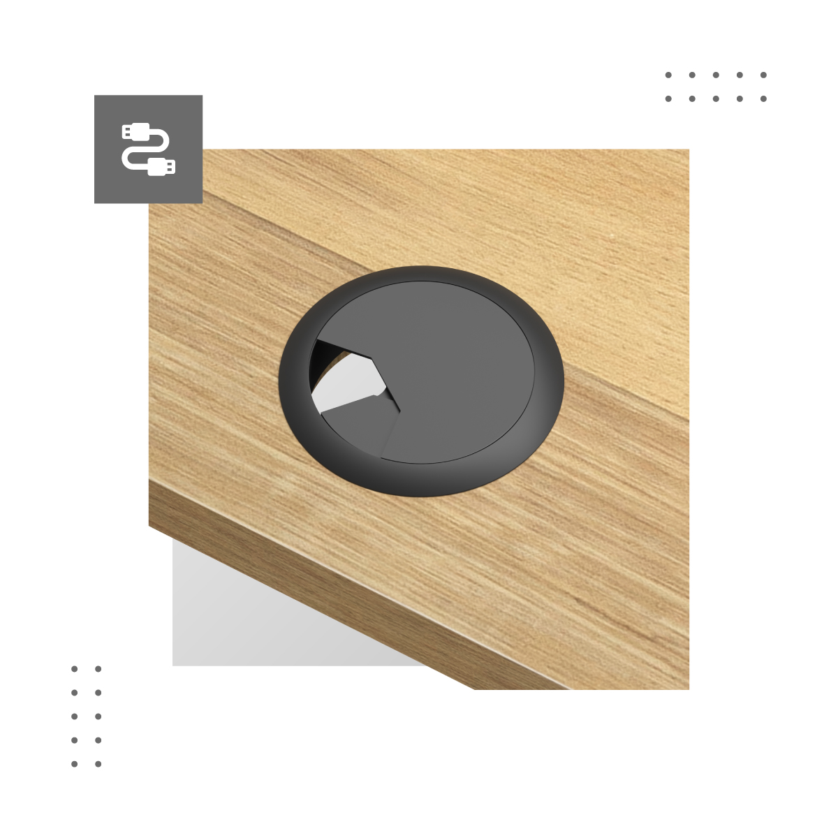 Wloty na przewody biurka