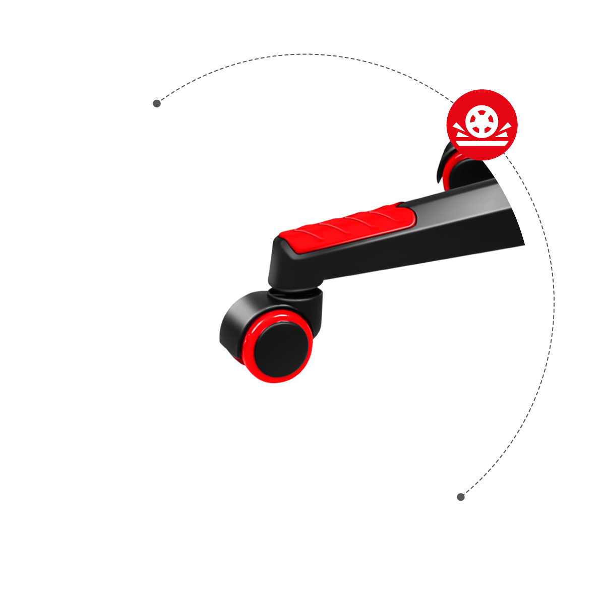 Kółka w fotelu gamingowym huzaro force 2.5 Red Mesh