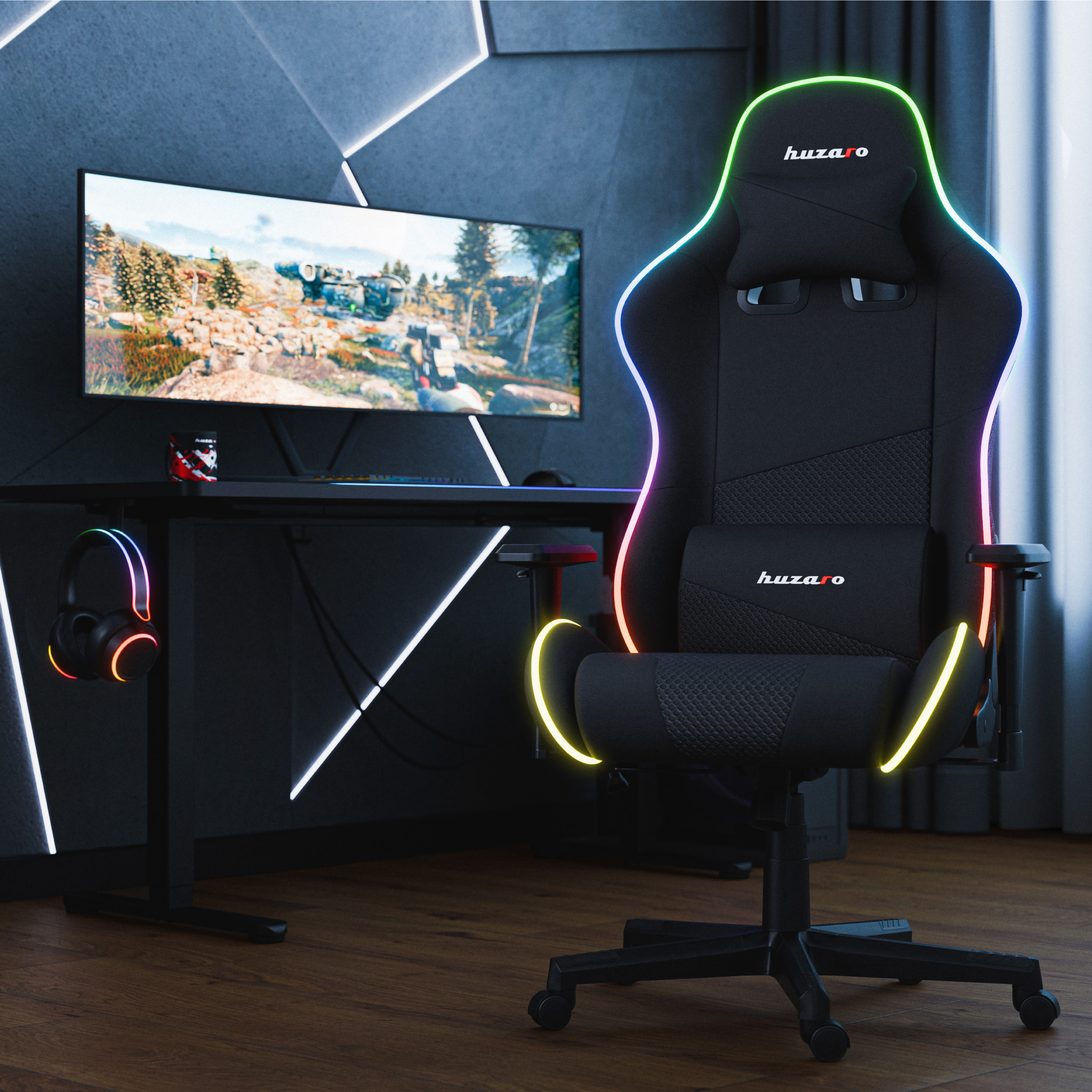 Oświetlenie RGB w pokoju gamingowym