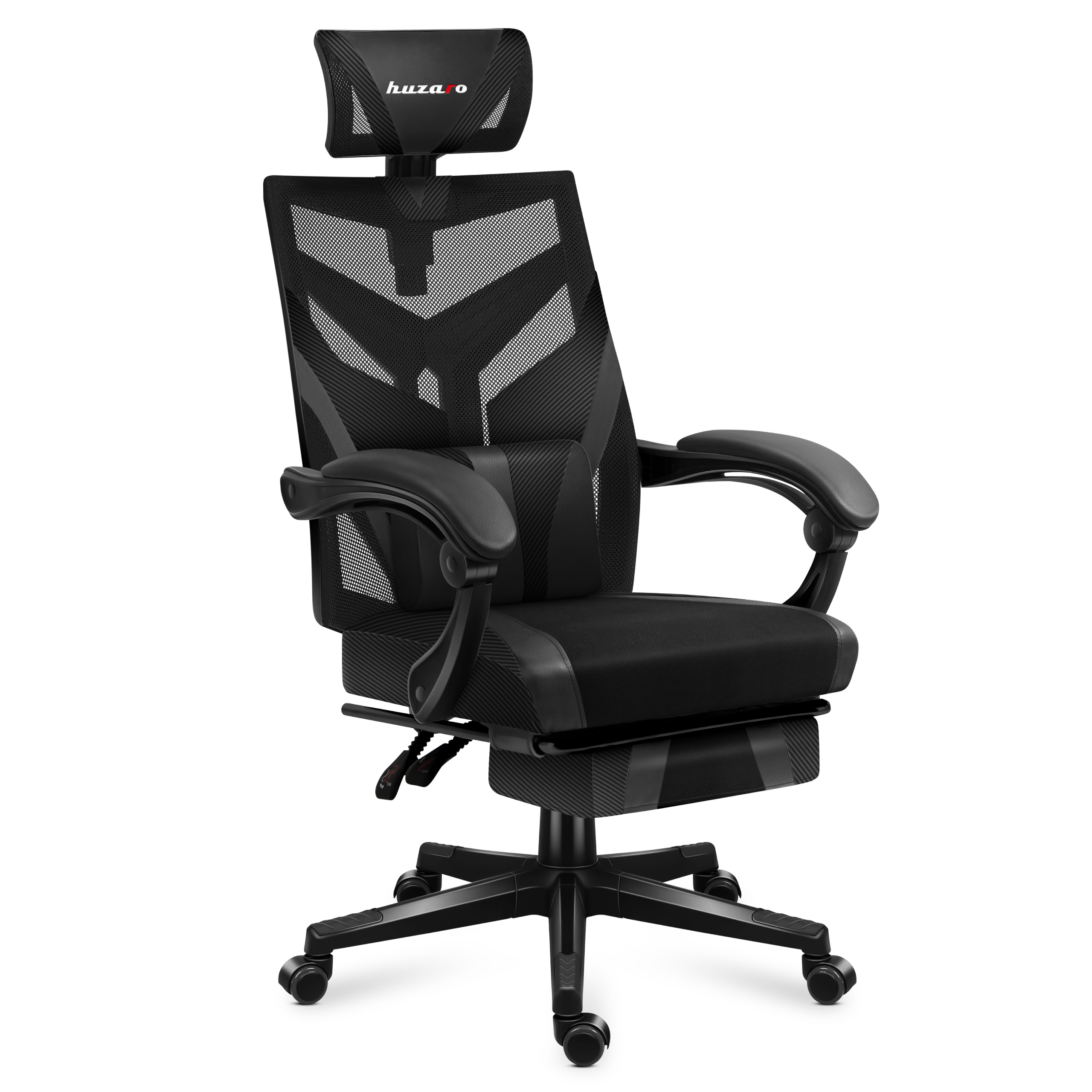 Lewy skos fotela gamingowego Huzaro Combat 5.0 Black