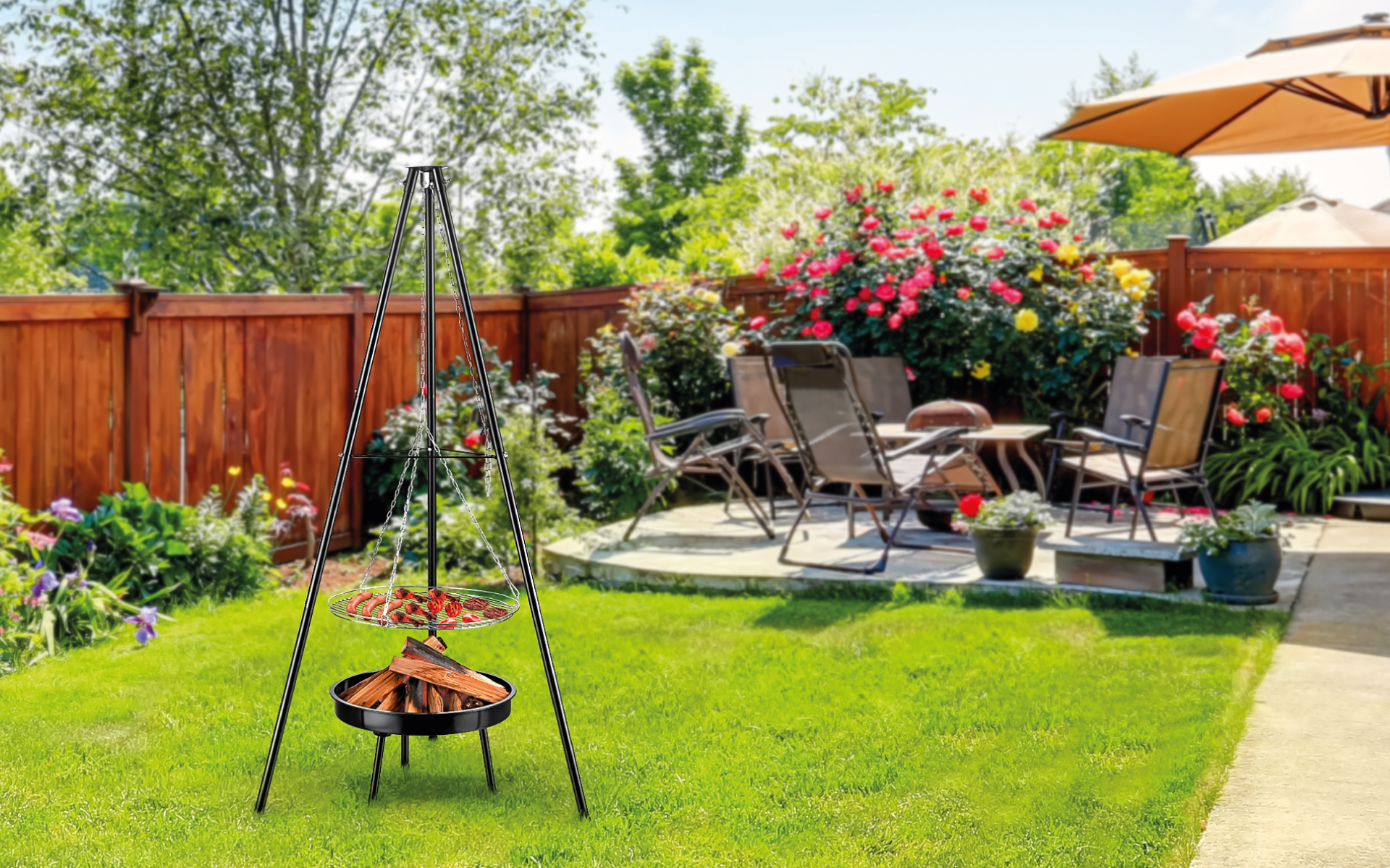 Grill z paleniskiem do ogrodu